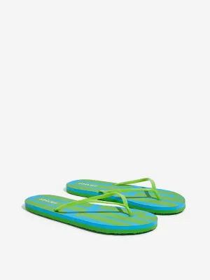 LUNA BLU Green Abstract Printed Flip-Flop