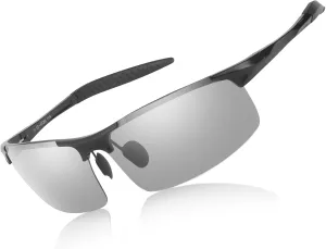 LVIOE CAT.2 Night Vision Glasses for Driving Ultra Light Al-Mg Polarized Sunglasses Men Reduce Glare for Day & Night N8177G