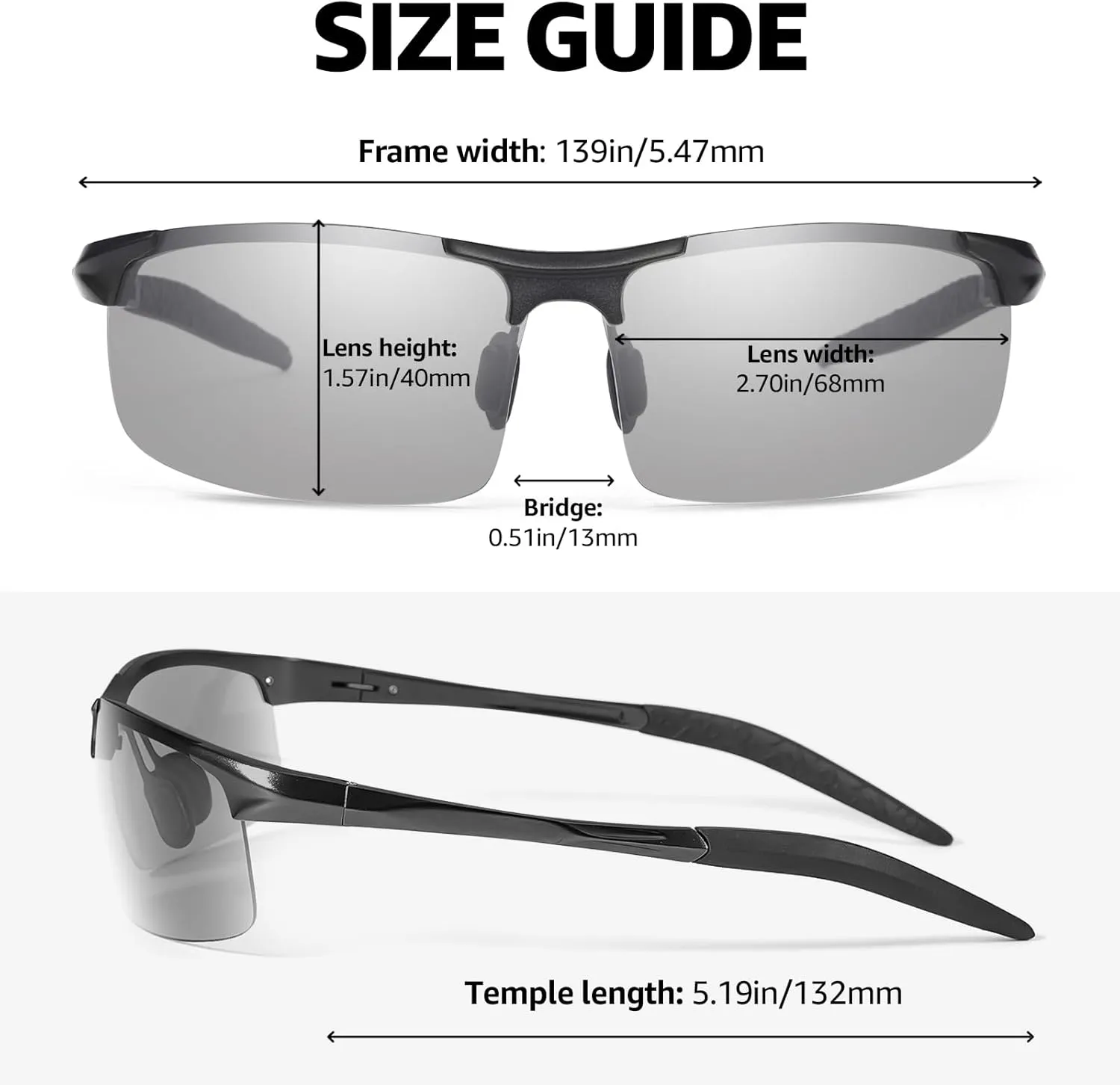 LVIOE CAT.2 Night Vision Glasses for Driving Ultra Light Al-Mg Polarized Sunglasses Men Reduce Glare for Day & Night N8177G