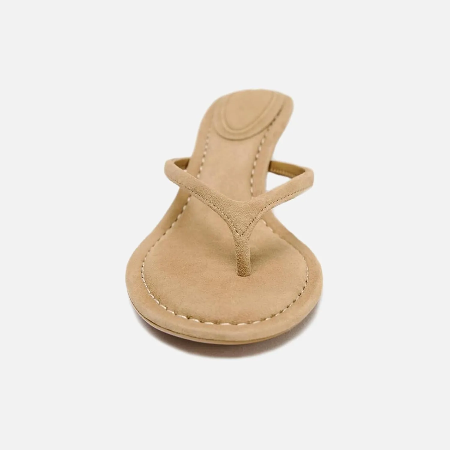 Lymphvity Open Round Toe Flip Flops for Women Kitten Heels Sandals Comfortable Summer Slip on Thong Heeled Sandals with Memory Foam