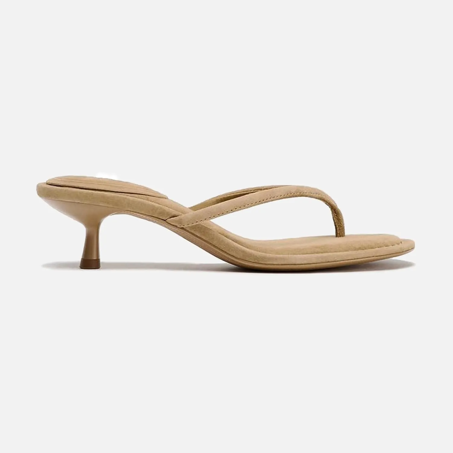 Lymphvity Open Round Toe Flip Flops for Women Kitten Heels Sandals Comfortable Summer Slip on Thong Heeled Sandals with Memory Foam