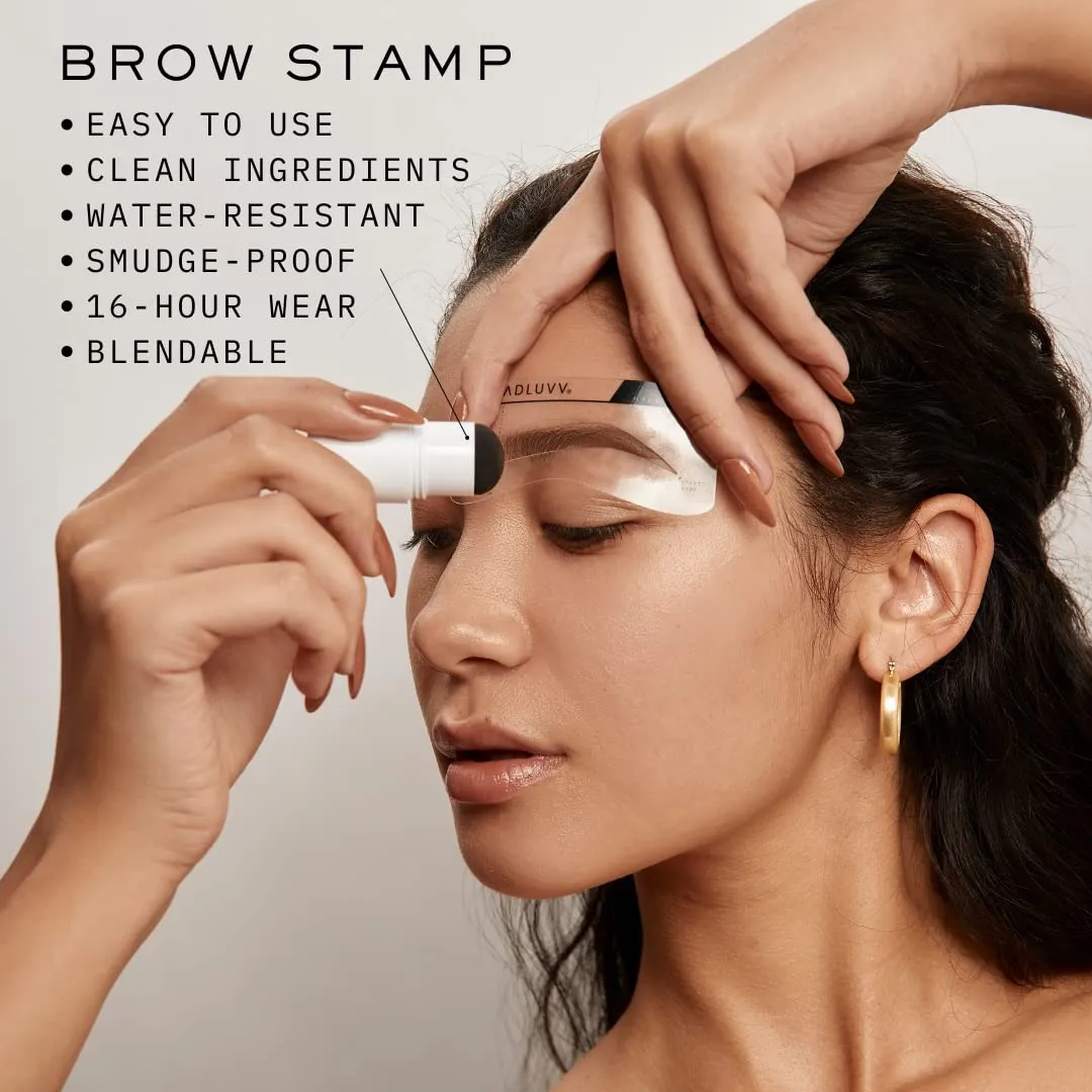 MADLUVV Eyebrow Stencil Kit - Easy-to-Use, Natural Look, 9 Popular Shapes, Used by Professionals - Includes Stamp, Stencils, Spoolie, and Travel Bag (True Red)