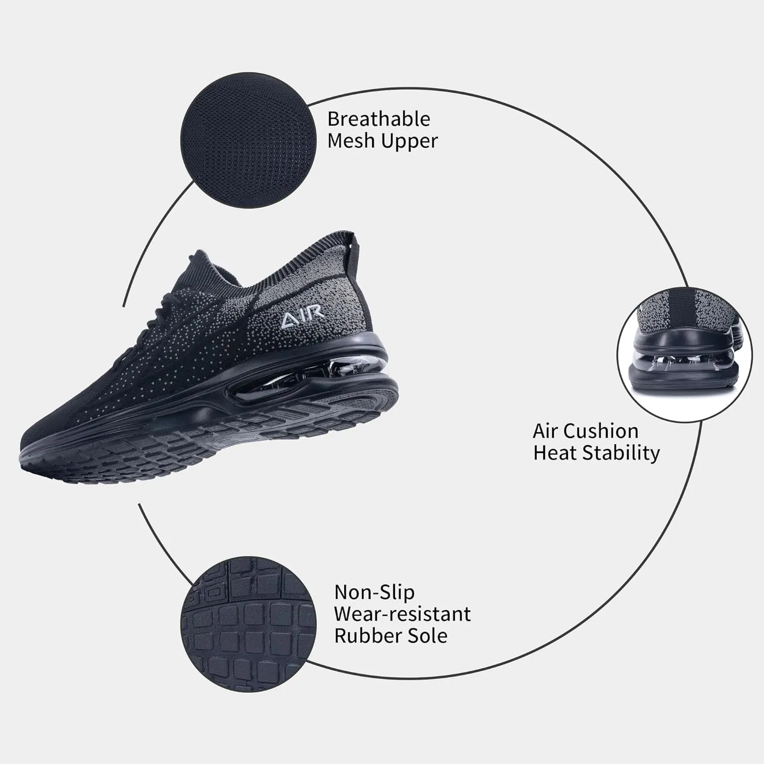 MAFEKE Mens Air Running Shoes Slip On Tennis Sneakers Lightweight Athletic Gym Jogging Fitness Sport Walking Shoes US 7-13