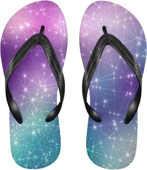 Magic Space Stars Blurred Lights Womens Flip Flops Magical Universe Galaxy Nebula Stars Summer Beach Sandals Casual Thong Slippers Comfortable Shower Slippers Non Slip Water Sandals shoes XL