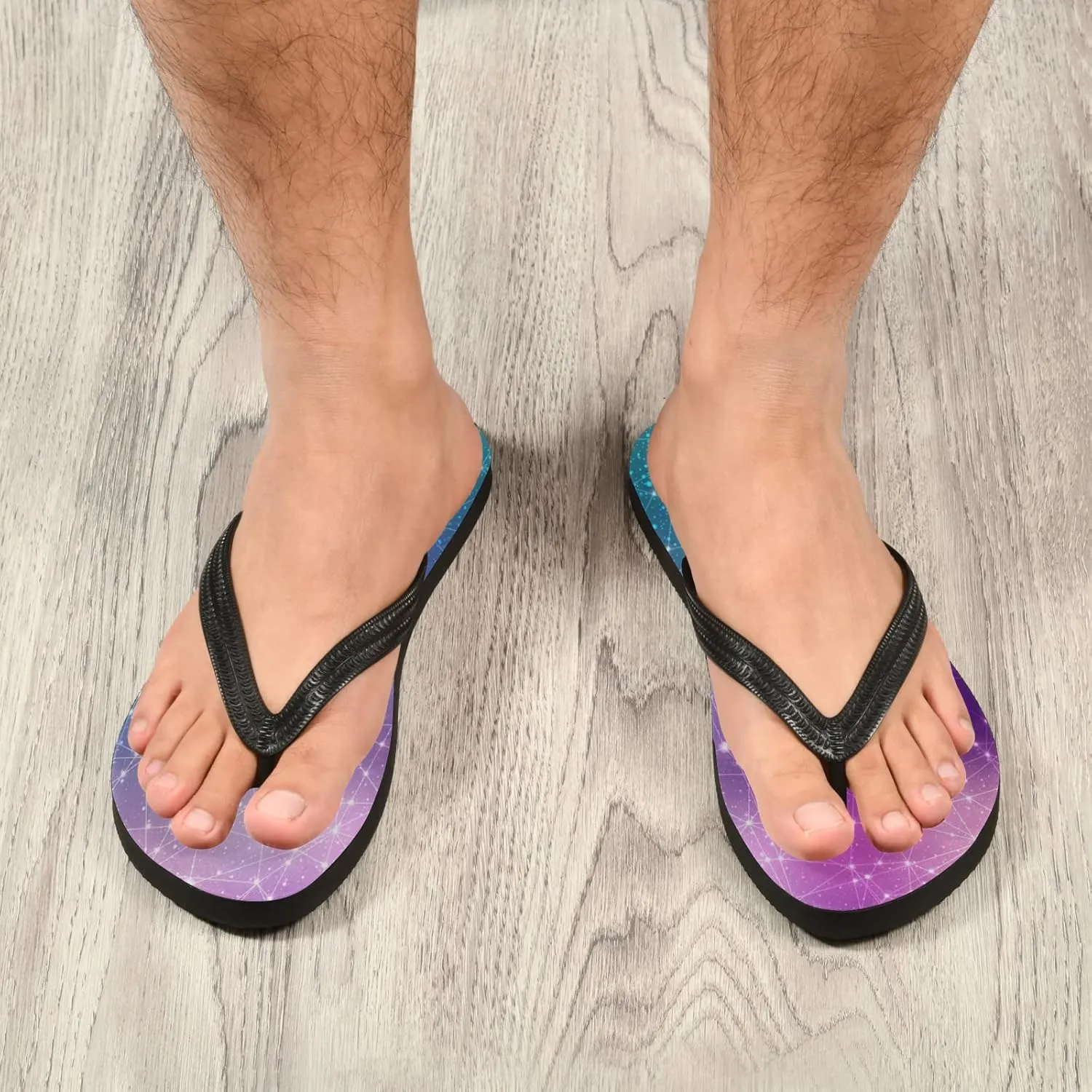 Magic Space Stars Blurred Lights Womens Flip Flops Magical Universe Galaxy Nebula Stars Summer Beach Sandals Casual Thong Slippers Comfortable Shower Slippers Non Slip Water Sandals shoes XL