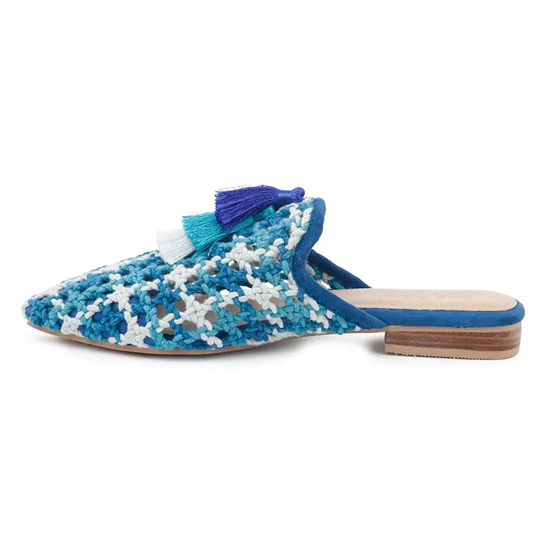 MARIANA Woven Flat Mules With Tassels