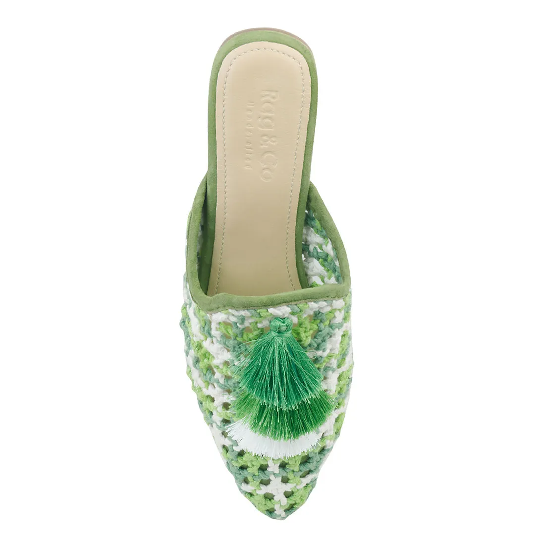 MARIANA Woven Flat Mules With Tassels