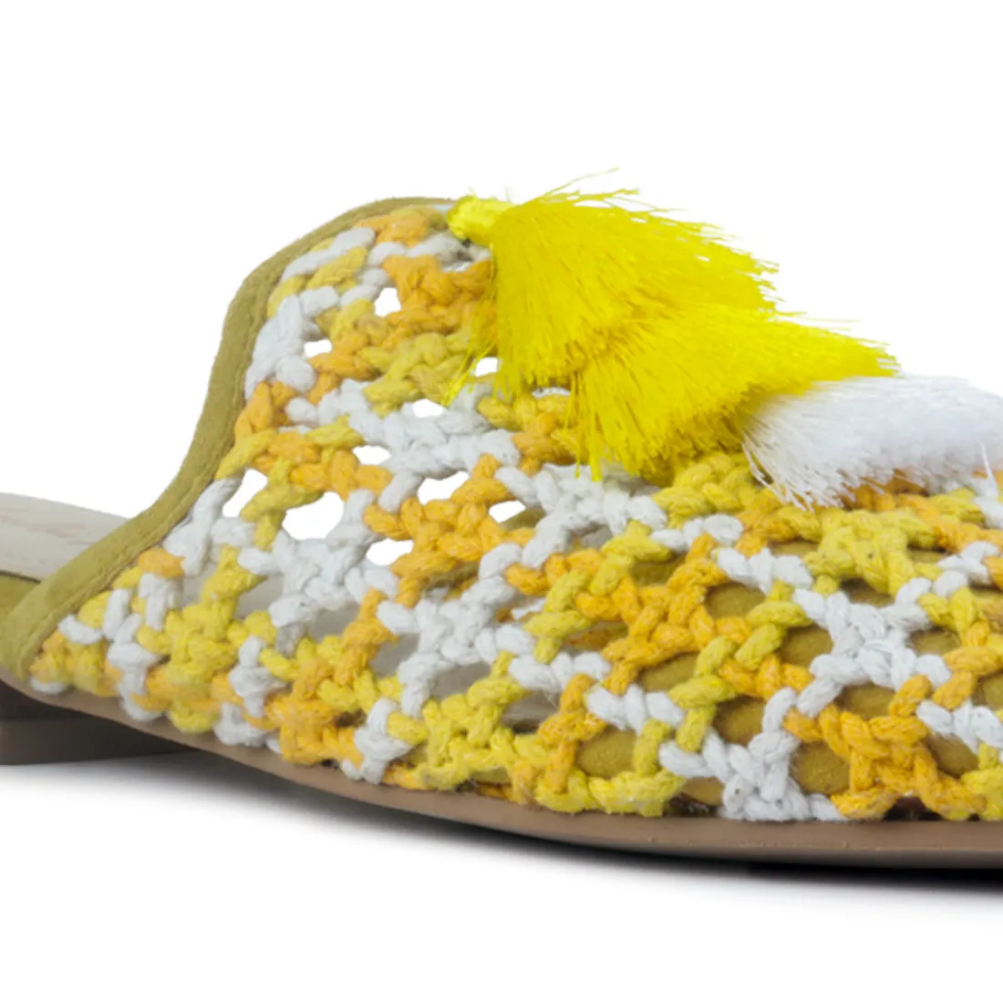 MARIANA Woven Flat Mules With Tassels