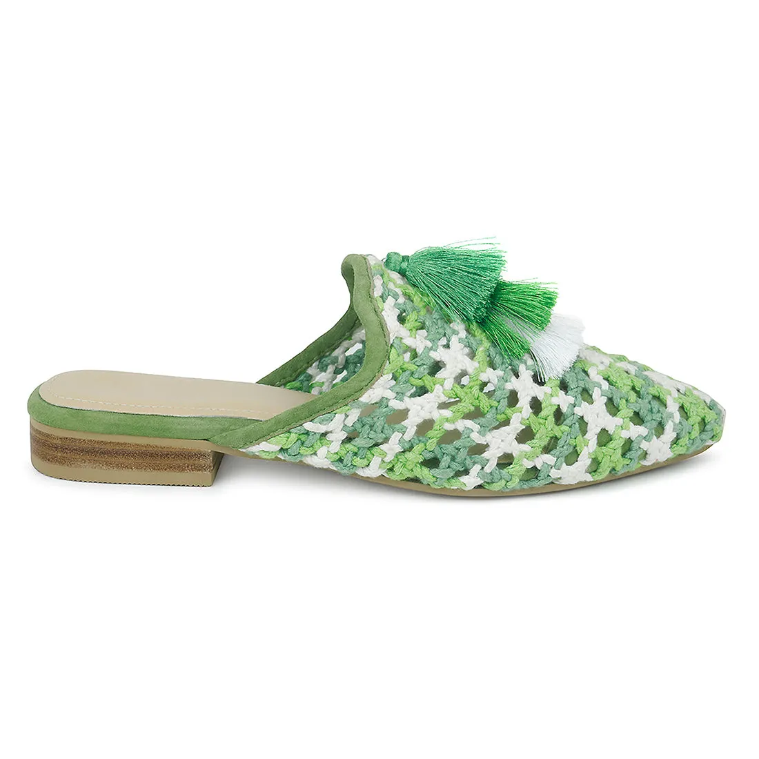 MARIANA Woven Flat Mules With Tassels