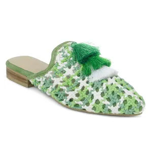 MARIANA Woven Flat Mules With Tassels