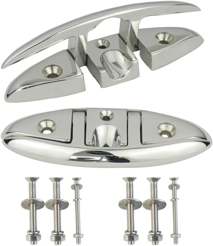 Marine Dock Cleats 5inch/6 inch Folding Boat Cleat 316 Stainless Steel Flip Up Cleats for Boat Kayak and Decoration of 2 pcs with Screws