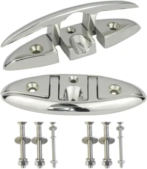 Marine Dock Cleats 5inch/6 inch Folding Boat Cleat 316 Stainless Steel Flip Up Cleats for Boat Kayak and Decoration of 2 pcs with Screws
