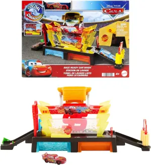 Mattel Disney Pixar Cars Color Changers Car Wash Playset with Color Changing Lightning McQueen Toy Vehicle, 20-Inches Long, Connects to Other Sets