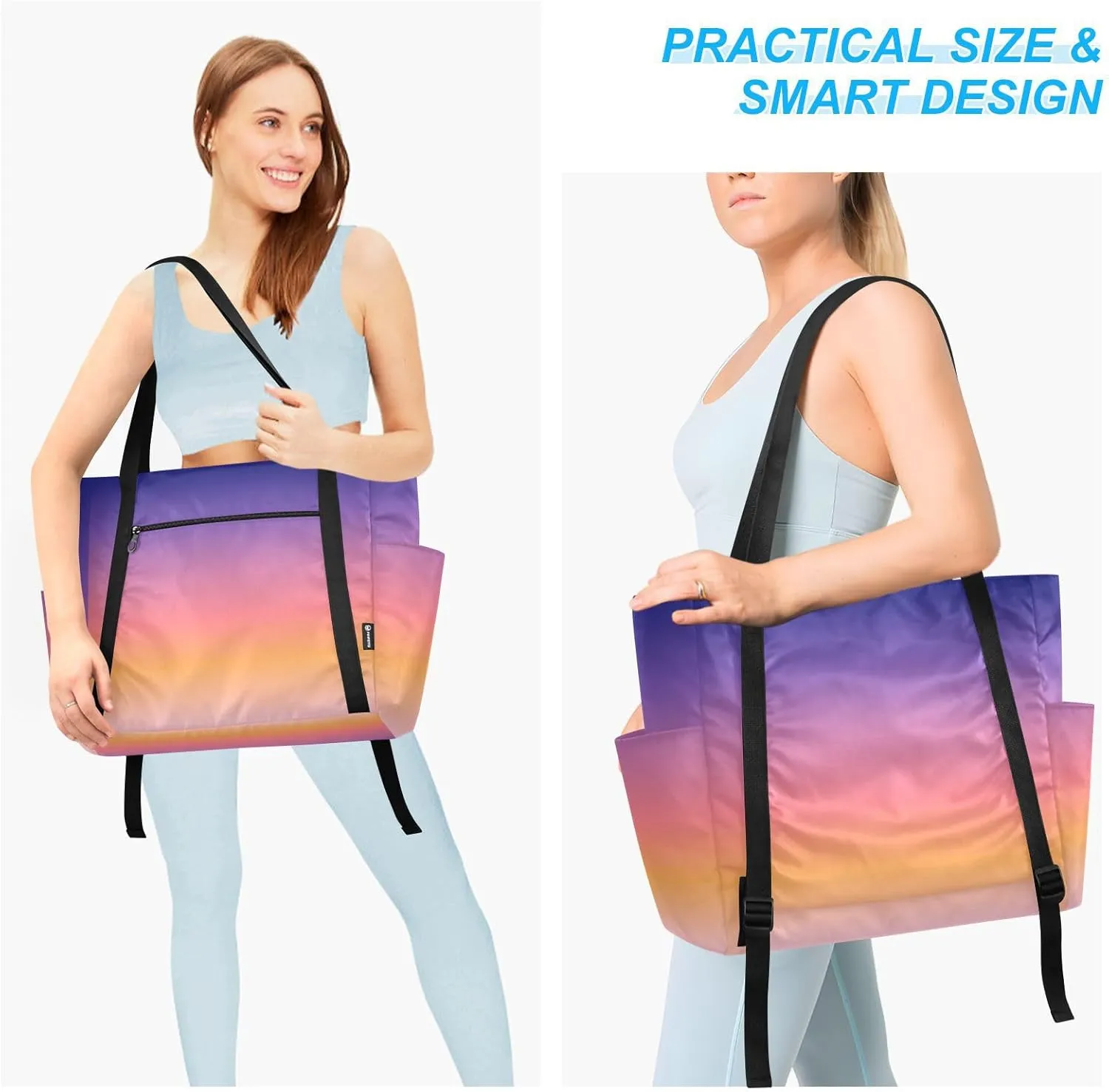 MCHIVER Sea Strike Gradient Yoga Bag for Women Yoga Mat Carrier Fits All Your Stuff Large Pilates Gym Bag