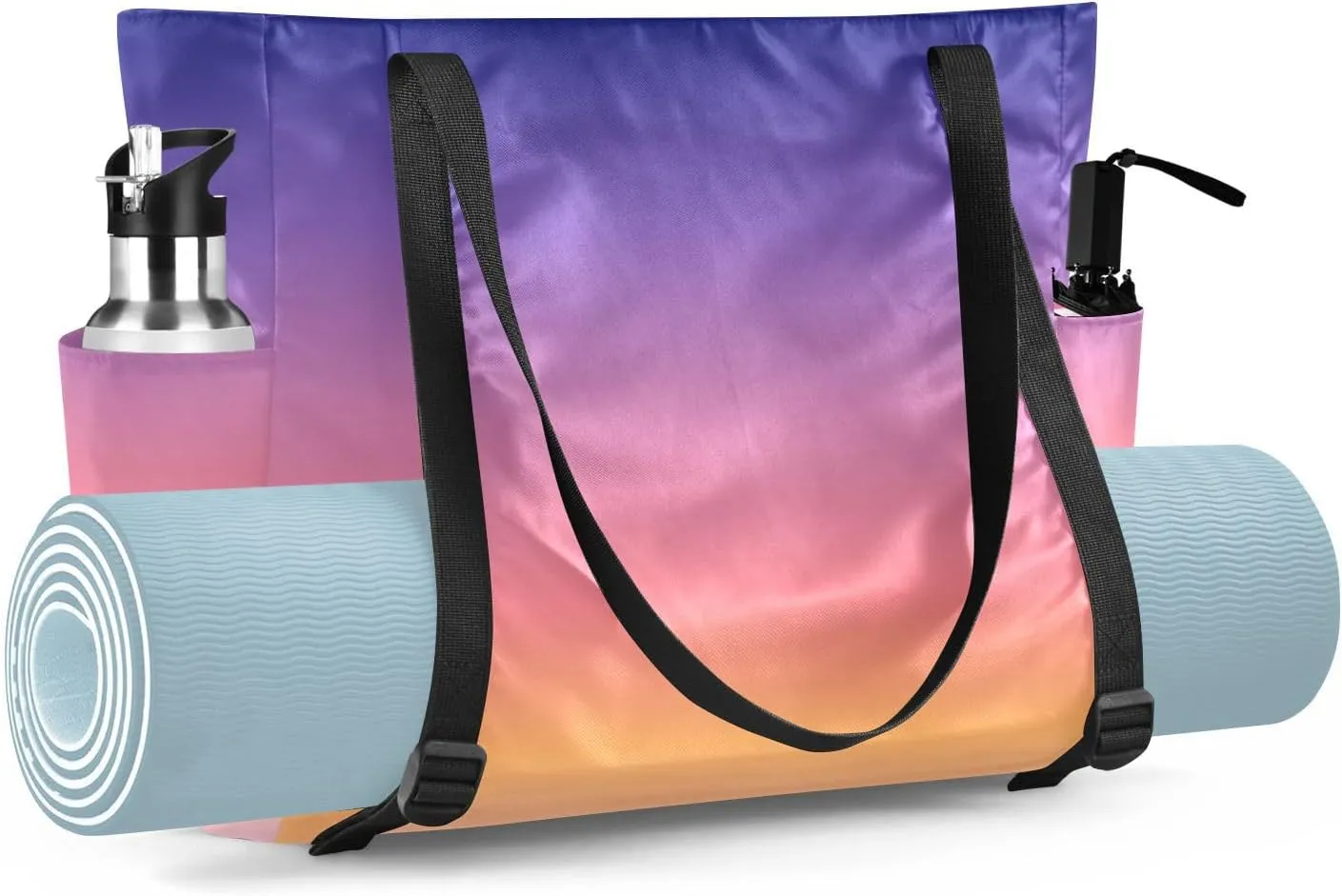 MCHIVER Sea Strike Gradient Yoga Bag for Women Yoga Mat Carrier Fits All Your Stuff Large Pilates Gym Bag