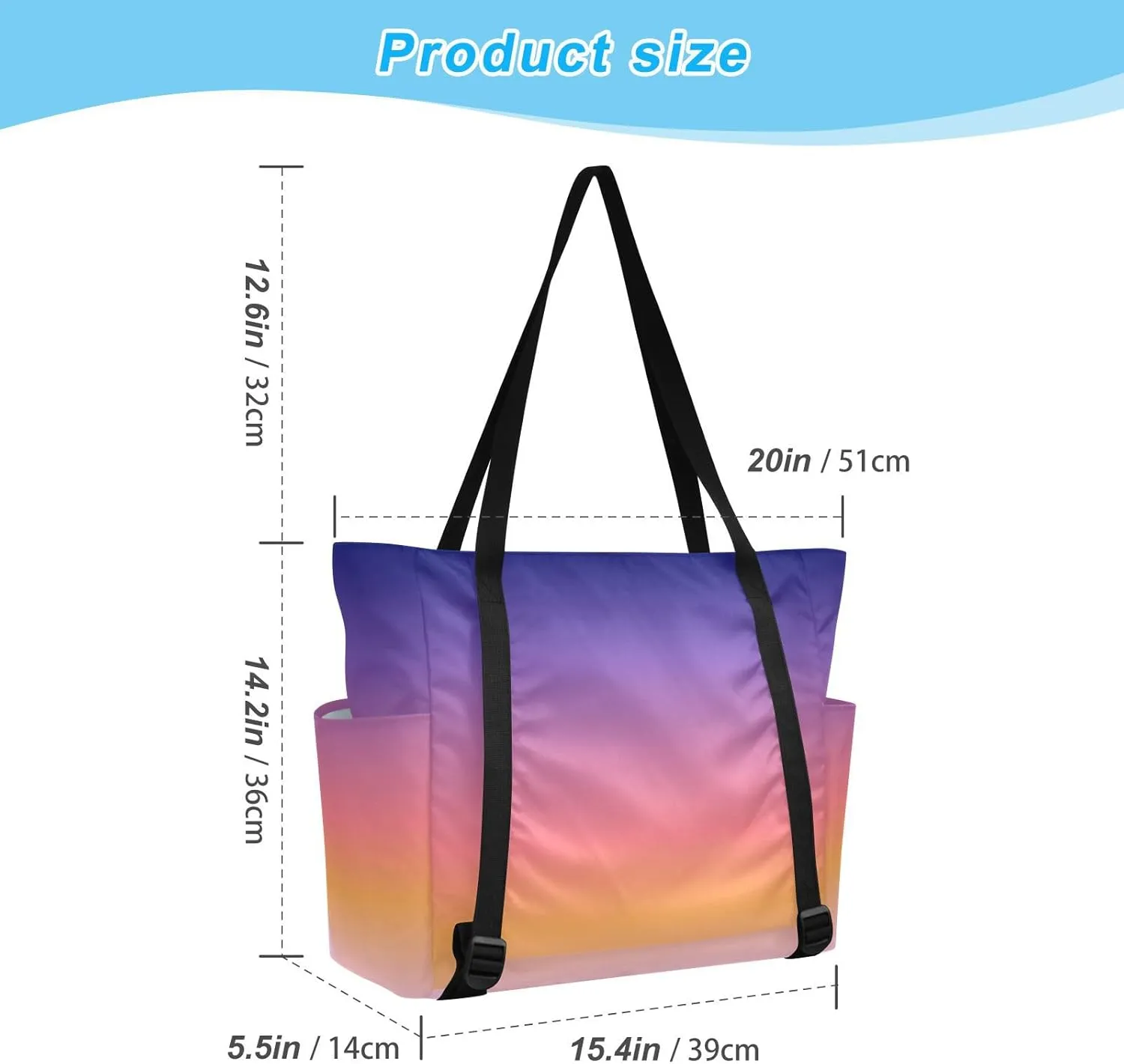 MCHIVER Sea Strike Gradient Yoga Bag for Women Yoga Mat Carrier Fits All Your Stuff Large Pilates Gym Bag