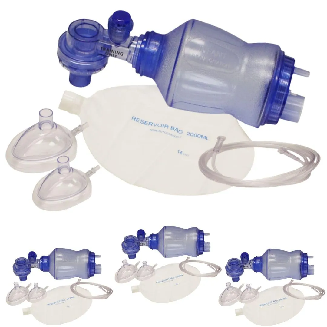 MCR Medical 4-Pack CPR Training Bag Valve Mask (BVM) Infant in Mesh Bag, BVM-3021-004