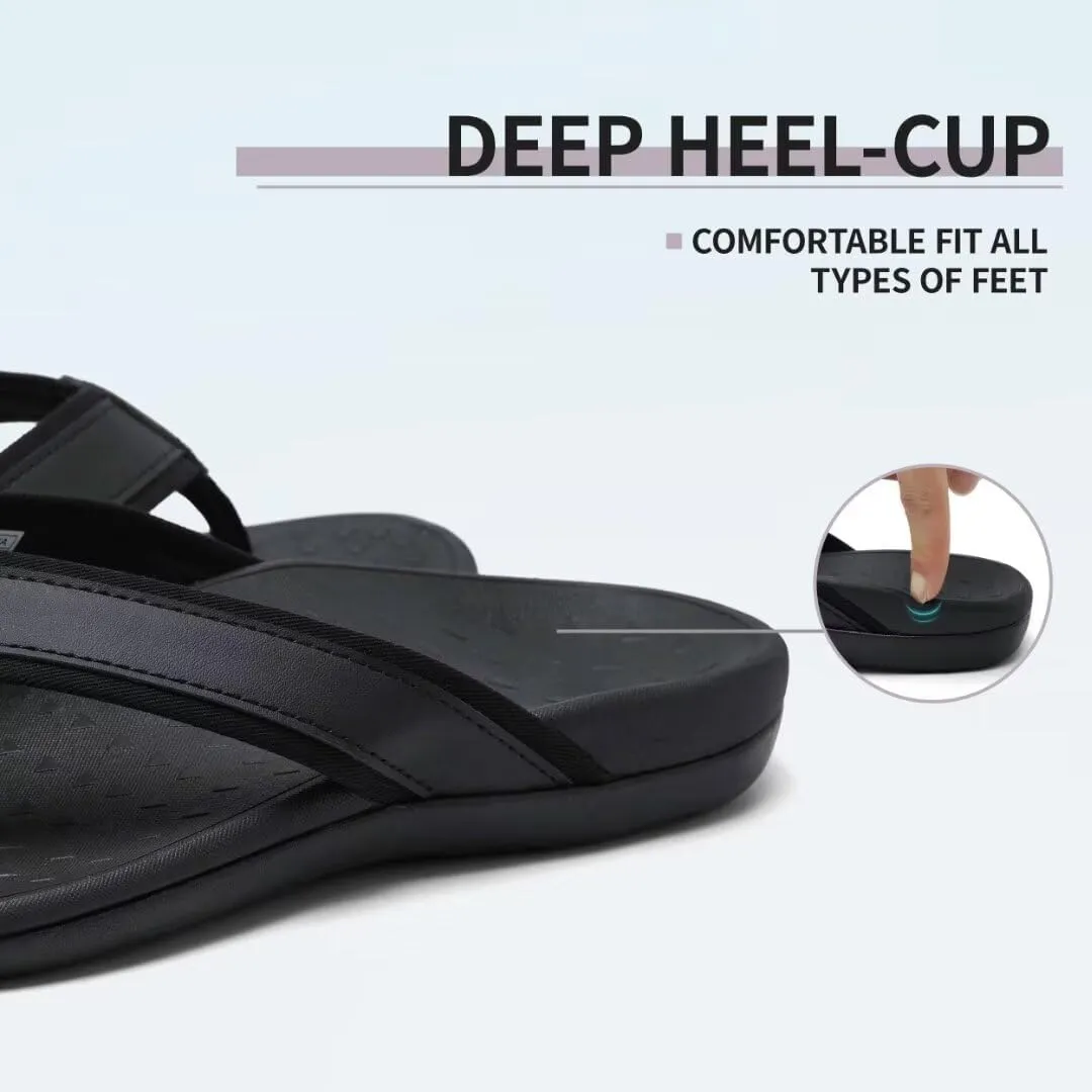 MEGNYA Comfortable Orthotic Plantar Fasciitis Toe Post for Mens, Lightweight Casual Sandals for Foot and Heel Pain Relief, Orthopedic Walking Flip-Flops with Arch Support
