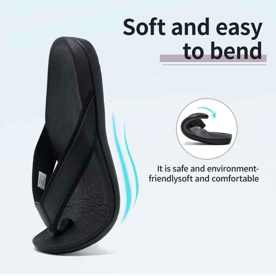 MEGNYA Comfortable Orthotic Plantar Fasciitis Toe Post for Mens, Lightweight Casual Sandals for Foot and Heel Pain Relief, Orthopedic Walking Flip-Flops with Arch Support