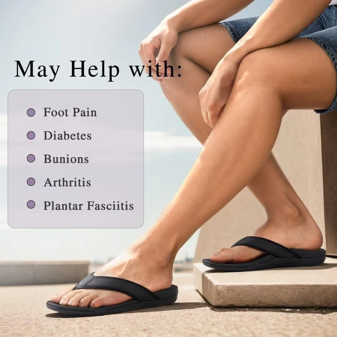 MEGNYA Comfortable Orthotic Plantar Fasciitis Toe Post for Mens, Lightweight Casual Sandals for Foot and Heel Pain Relief, Orthopedic Walking Flip-Flops with Arch Support