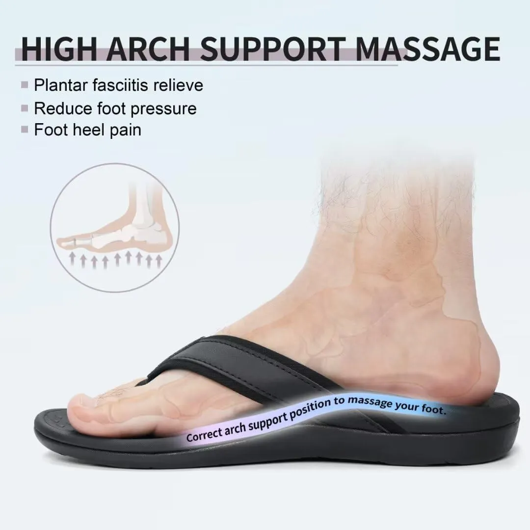 MEGNYA Comfortable Orthotic Plantar Fasciitis Toe Post for Mens, Lightweight Casual Sandals for Foot and Heel Pain Relief, Orthopedic Walking Flip-Flops with Arch Support