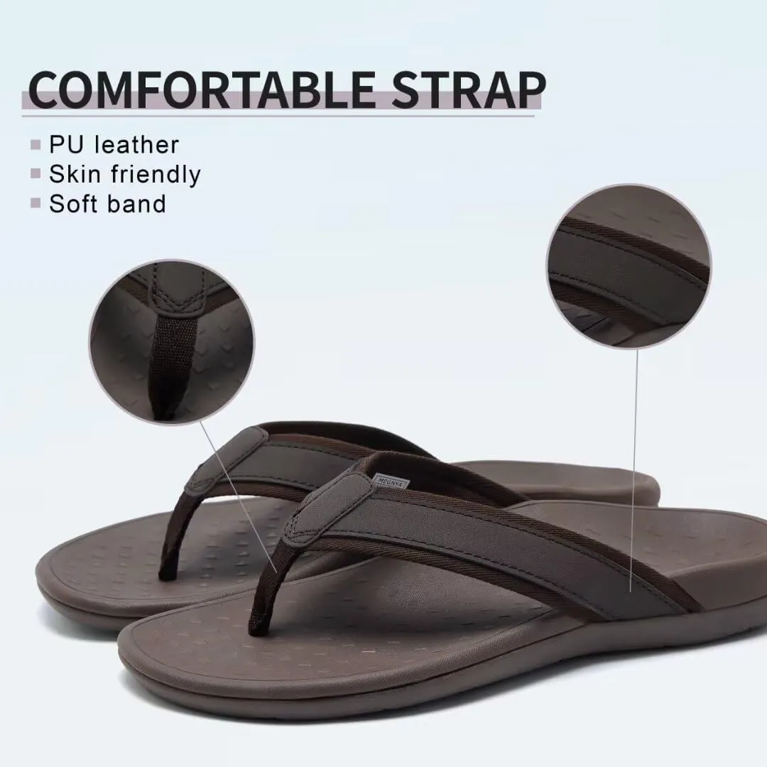 MEGNYA Comfortable Orthotic Plantar Fasciitis Toe Post for Mens, Lightweight Casual Sandals for Foot and Heel Pain Relief, Orthopedic Walking Flip-Flops with Arch Support