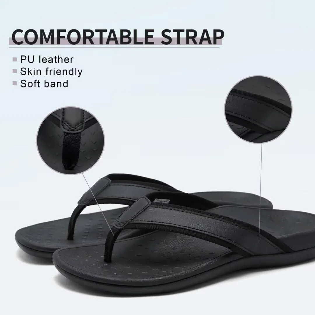 MEGNYA Comfortable Orthotic Plantar Fasciitis Toe Post for Mens, Lightweight Casual Sandals for Foot and Heel Pain Relief, Orthopedic Walking Flip-Flops with Arch Support