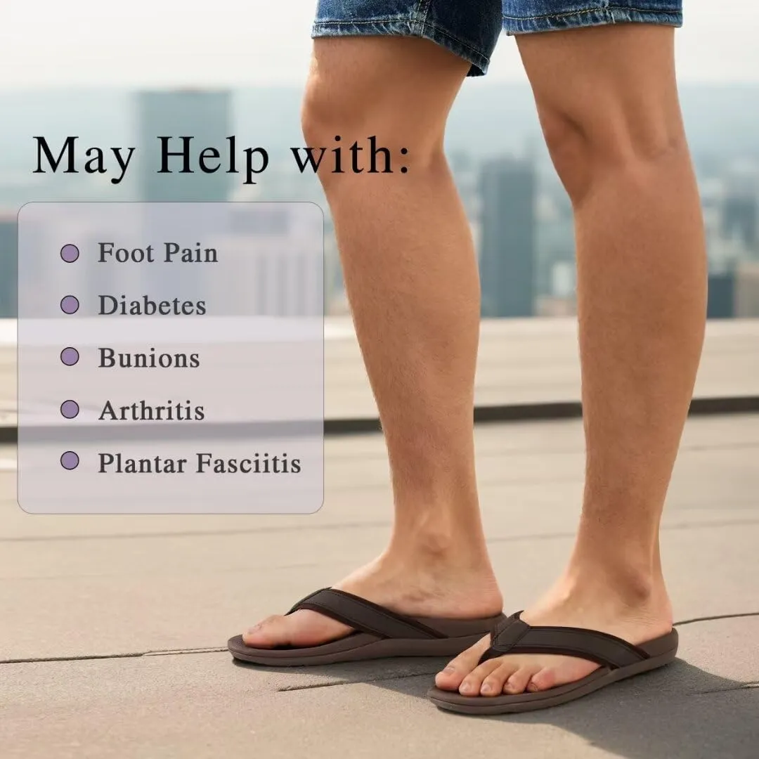 MEGNYA Comfortable Orthotic Plantar Fasciitis Toe Post for Mens, Lightweight Casual Sandals for Foot and Heel Pain Relief, Orthopedic Walking Flip-Flops with Arch Support