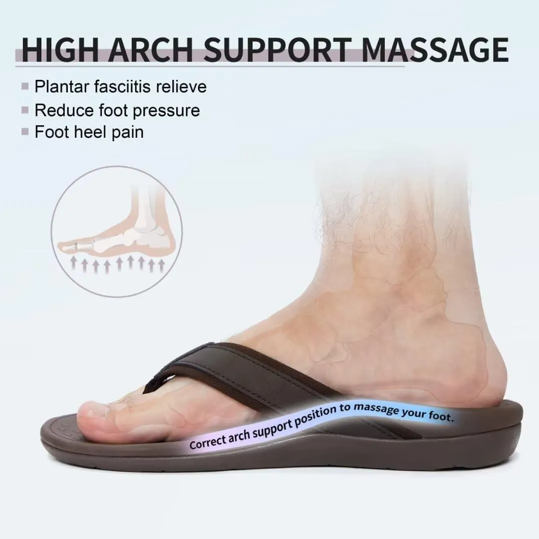 MEGNYA Comfortable Orthotic Plantar Fasciitis Toe Post for Mens, Lightweight Casual Sandals for Foot and Heel Pain Relief, Orthopedic Walking Flip-Flops with Arch Support
