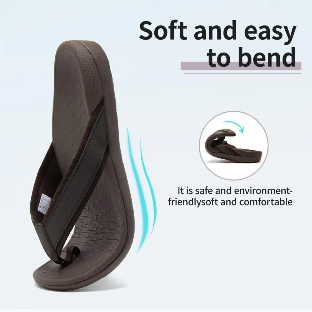 MEGNYA Comfortable Orthotic Plantar Fasciitis Toe Post for Mens, Lightweight Casual Sandals for Foot and Heel Pain Relief, Orthopedic Walking Flip-Flops with Arch Support