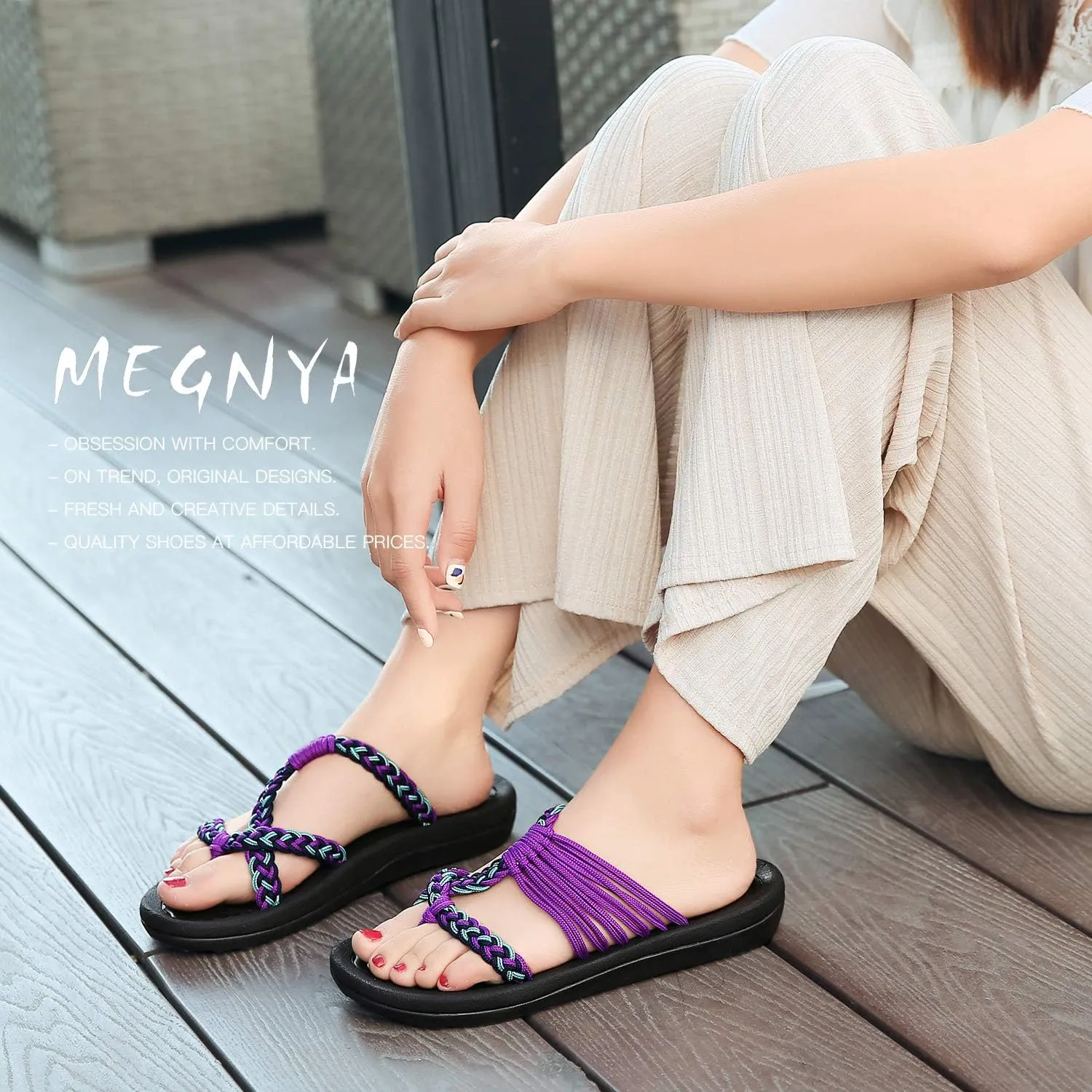 MEGNYA Women's flip Flops Sandals Arch Support, Comfortable Walking Sandals, Water Sandals Perfect for The Beach/Long Walks/Poolside