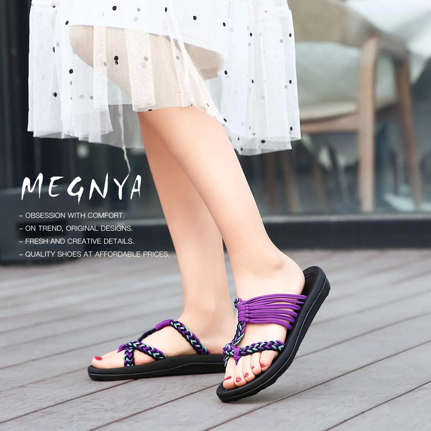 MEGNYA Women's flip Flops Sandals Arch Support, Comfortable Walking Sandals, Water Sandals Perfect for The Beach/Long Walks/Poolside