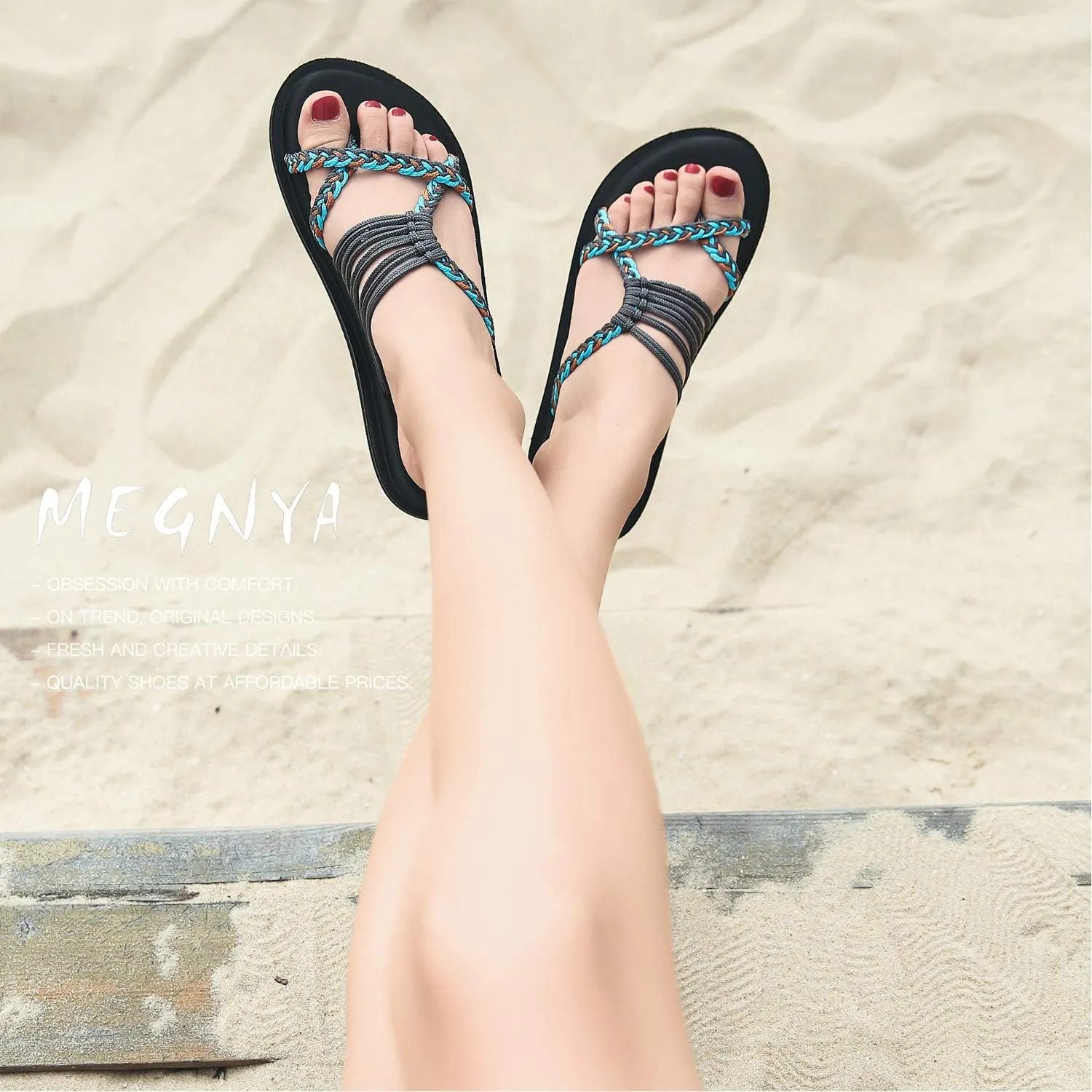 MEGNYA Yoga Mat Flip Flops for Women, Comfortable Foam Walking Sandals, Flexible and Lightweight Slippers for Beach/Holiday/Poolside/Outdoor Activities