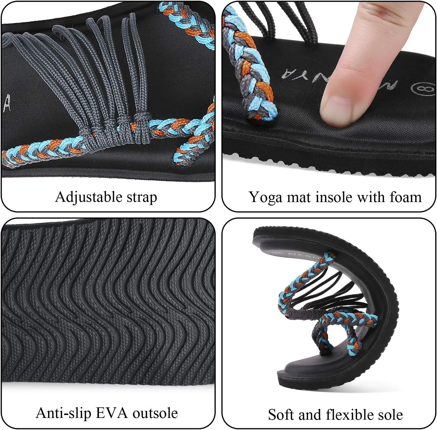 MEGNYA Yoga Mat Flip Flops for Women, Comfortable Foam Walking Sandals, Flexible and Lightweight Slippers for Beach/Holiday/Poolside/Outdoor Activities