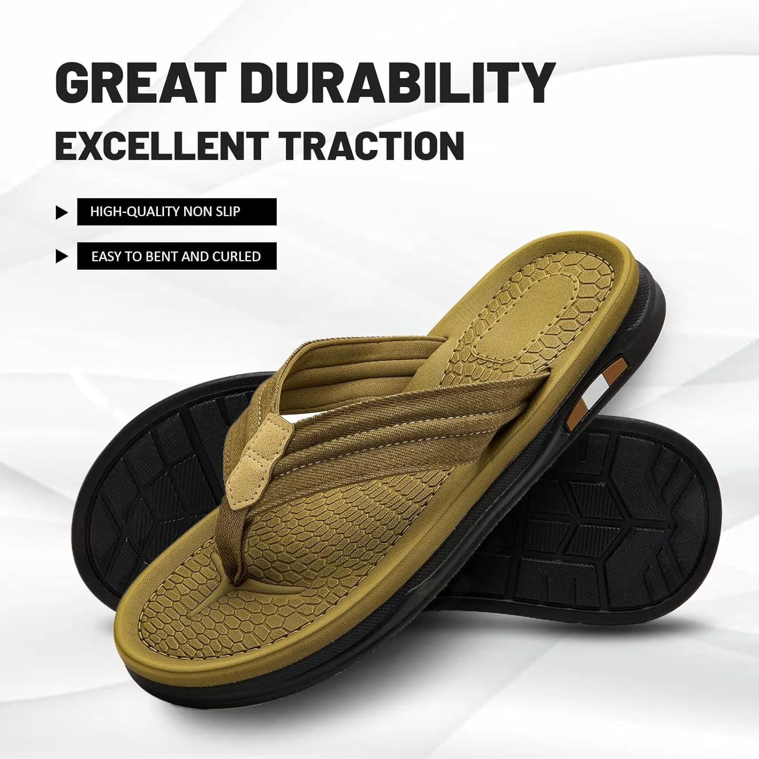 Men's Beach Flip-Flops Comfort Thong Sandal Slippers Summer Outdoor Athletic Slide sandals for men with Soft Cushion
