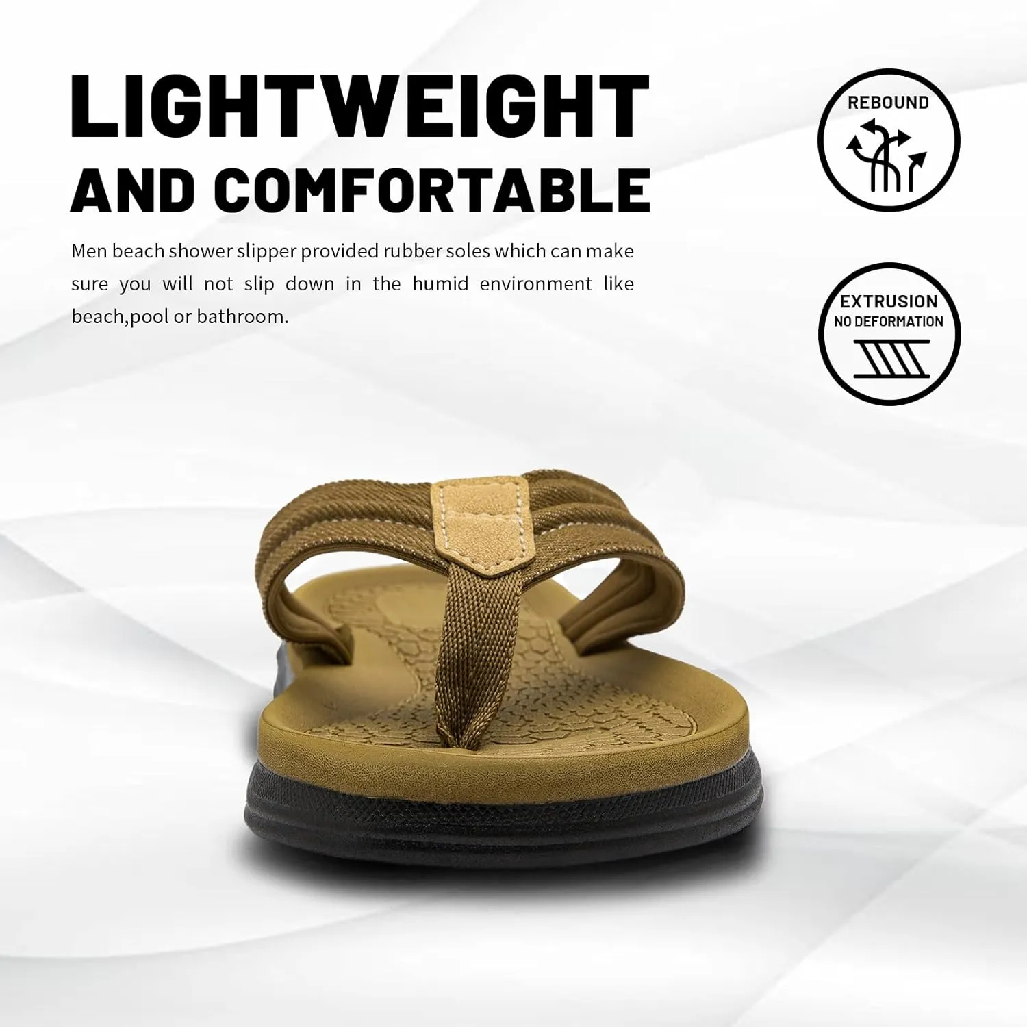 Men's Beach Flip-Flops Comfort Thong Sandal Slippers Summer Outdoor Athletic Slide sandals for men with Soft Cushion