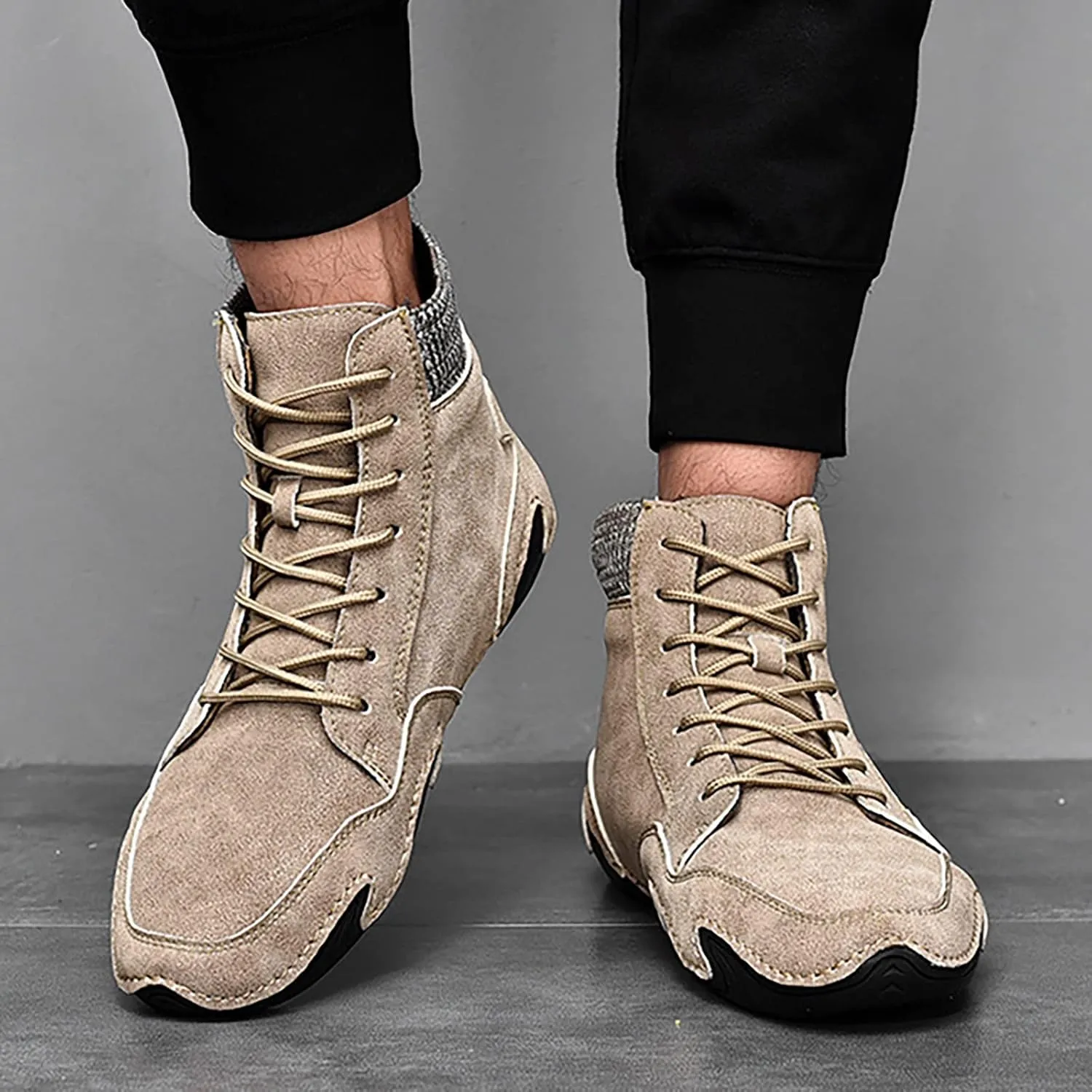 Men's Comfortable Stretch Shoes High Top Shoes Round Toe Breathable Minimalist Shoes Hiking Casual Sneaker