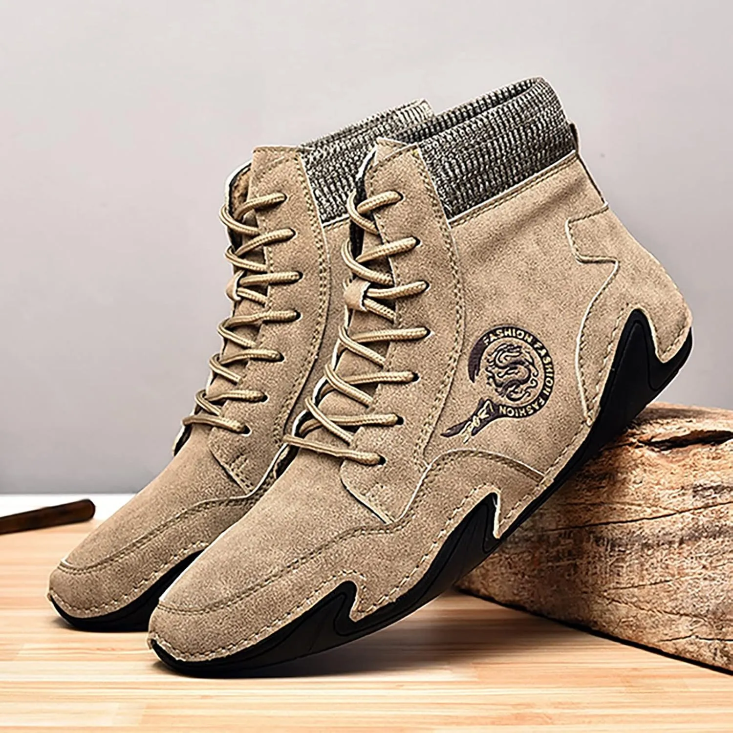 Men's Comfortable Stretch Shoes High Top Shoes Round Toe Breathable Minimalist Shoes Hiking Casual Sneaker
