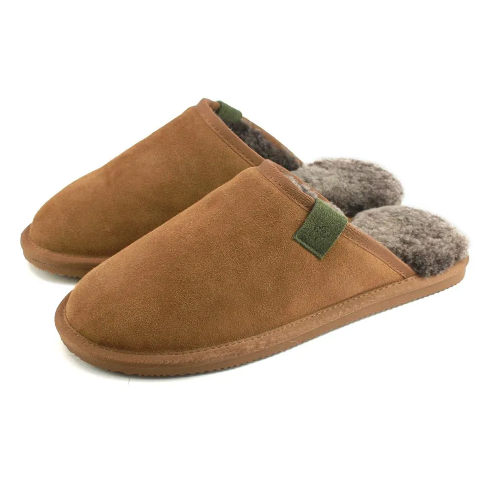 Men's Ellis Sheepskin Lined Slipper Mule - Chestnut/Tipped