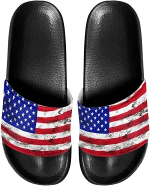Mens Father Slides Sandals Slip On House Slippers Comfortable Athletic Anti-Slip Slides for Walking Beach US 5-14 Black Sole