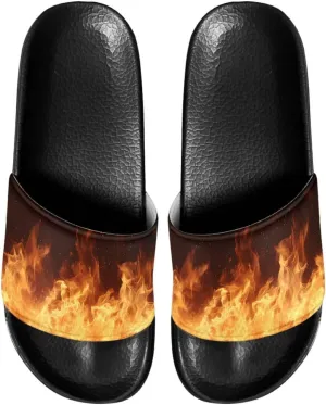 Mens Father Slides Sandals Slip On House Slippers Comfortable Athletic Anti-Slip Slides for Walking Beach US 5-14 Black Sole