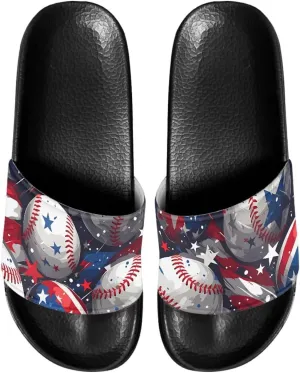 Mens Father Slides Sandals Slip On House Slippers Comfortable Athletic Anti-Slip Slides for Walking Beach US 5-14 Black Sole