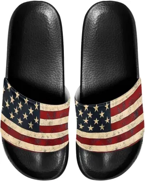 Mens Father Slides Sandals Slip On House Slippers Comfortable Athletic Anti-Slip Slides for Walking Beach US 5-14 Black Sole