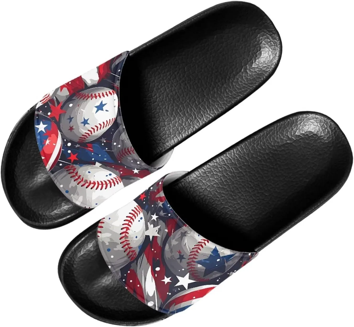 Mens Father Slides Sandals Slip On House Slippers Comfortable Athletic Anti-Slip Slides for Walking Beach US 5-14 Black Sole
