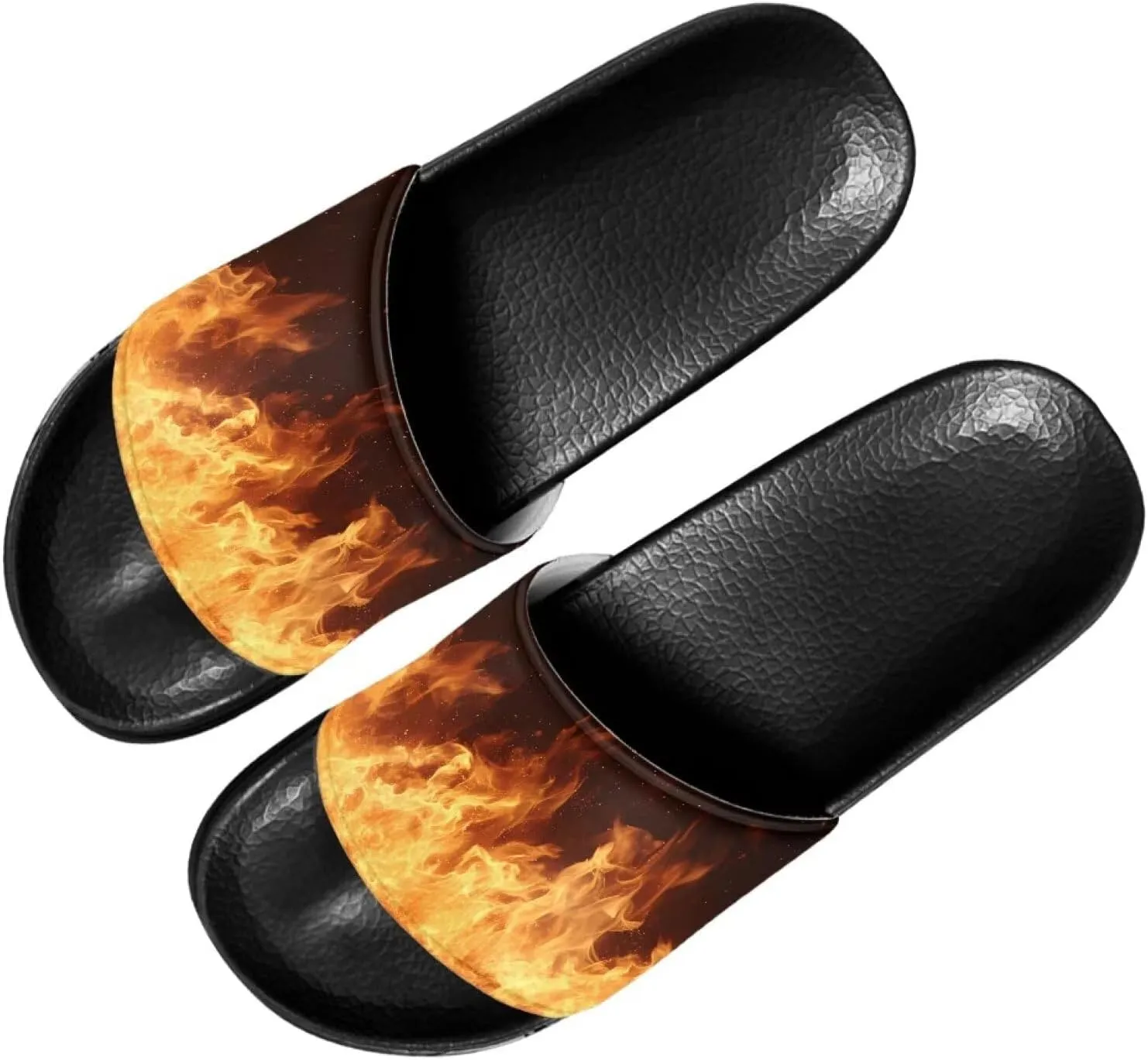 Mens Father Slides Sandals Slip On House Slippers Comfortable Athletic Anti-Slip Slides for Walking Beach US 5-14 Black Sole