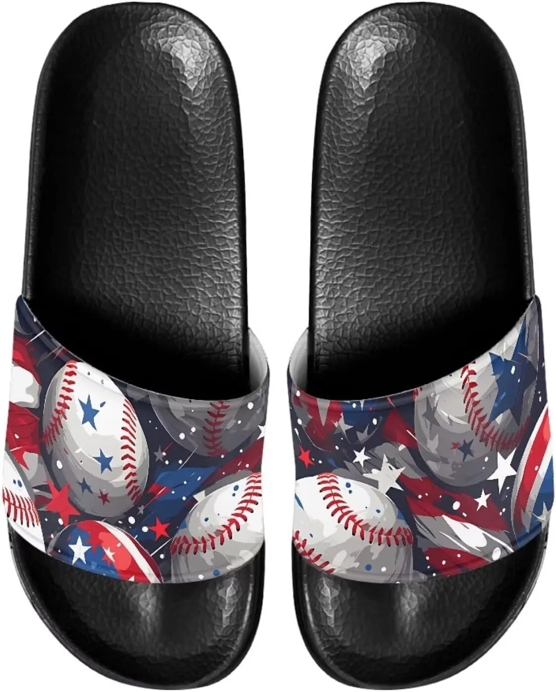 Mens Father Slides Sandals Slip On House Slippers Comfortable Athletic Anti-Slip Slides for Walking Beach US 5-14 Black Sole
