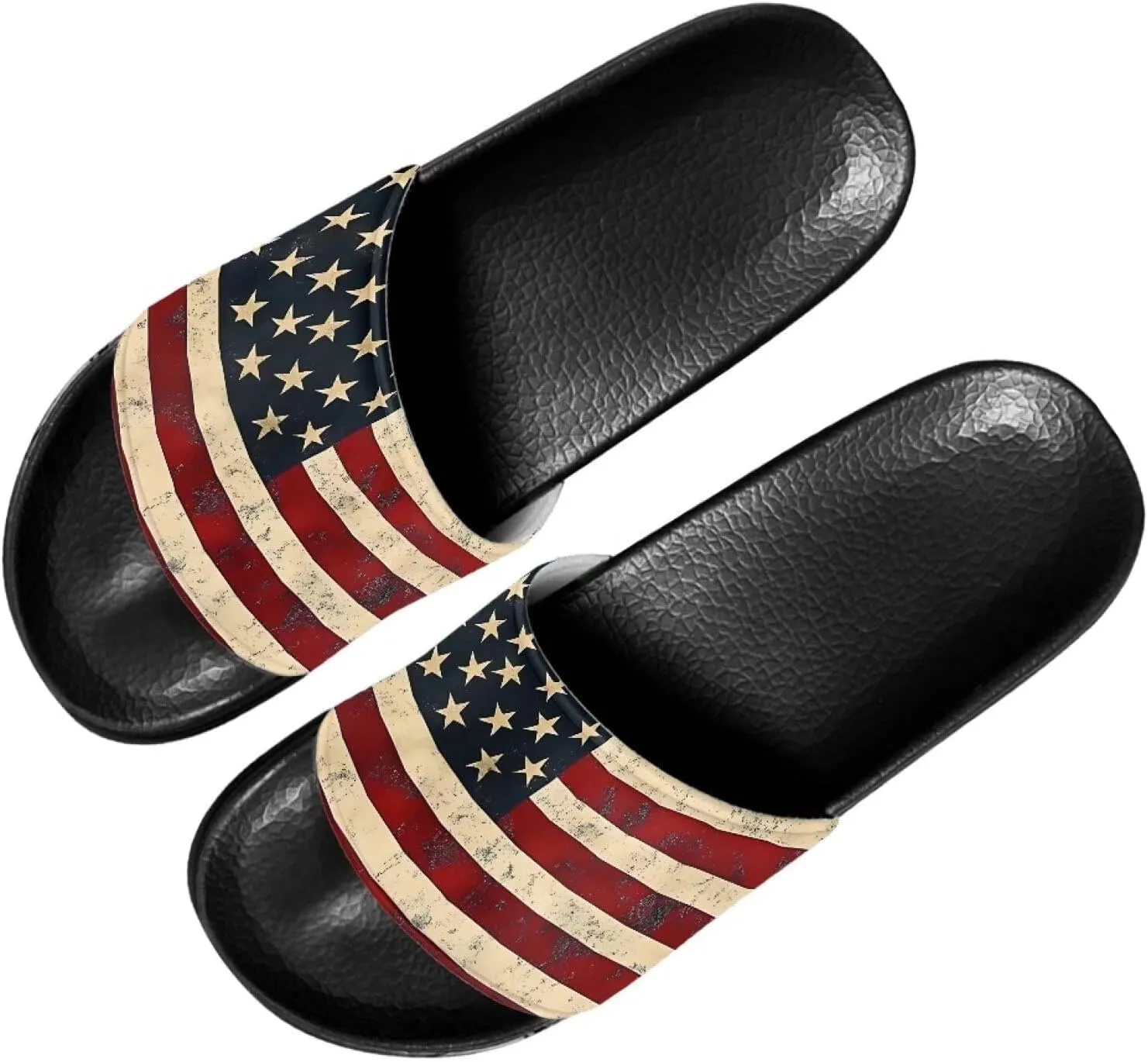 Mens Father Slides Sandals Slip On House Slippers Comfortable Athletic Anti-Slip Slides for Walking Beach US 5-14 Black Sole