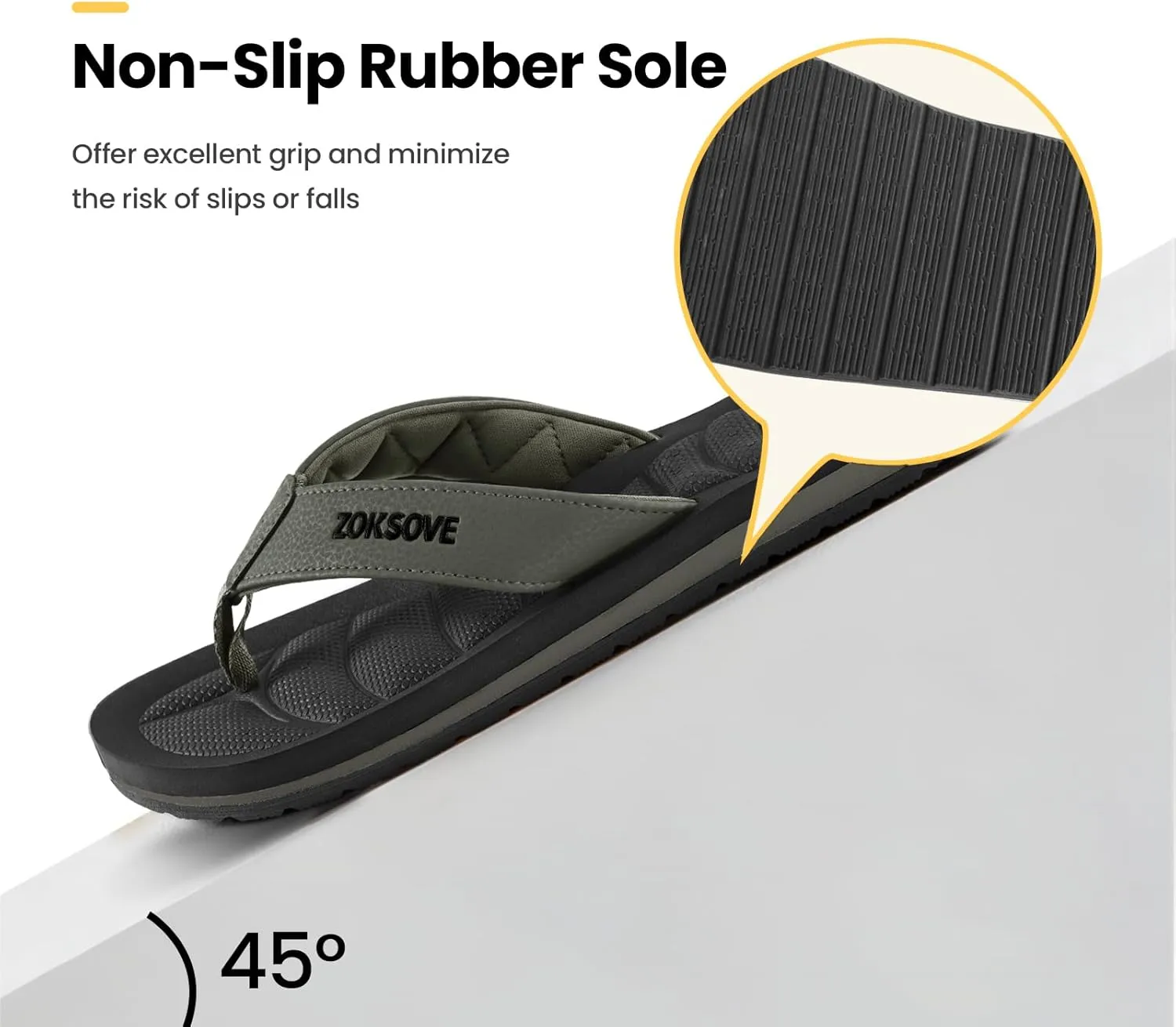 Mens Flip Flops - Comfort Arch Support Slides - Memory Foam Slip On Beach Sandals - Waterproof Open Toe Thong Slippers Summer Footwear
