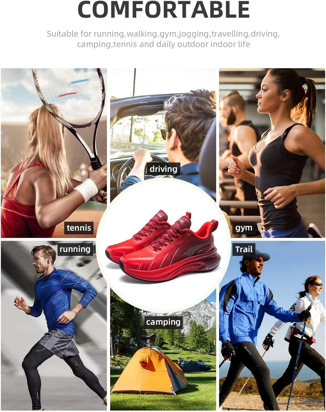 Men's Max Cushioned Walking Shoes with Air Cushion - Plantar Fasciitis Pain Relief