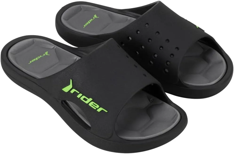 Men's Slide Sandal, Black Grey Green, 11.5-12